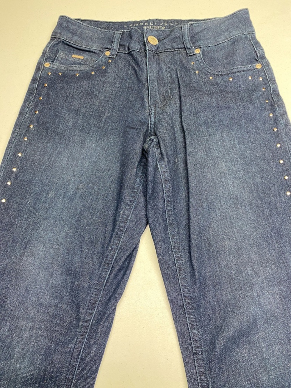 Women’s Straight Leg Jeans in Dark Blue with Stud Detail
